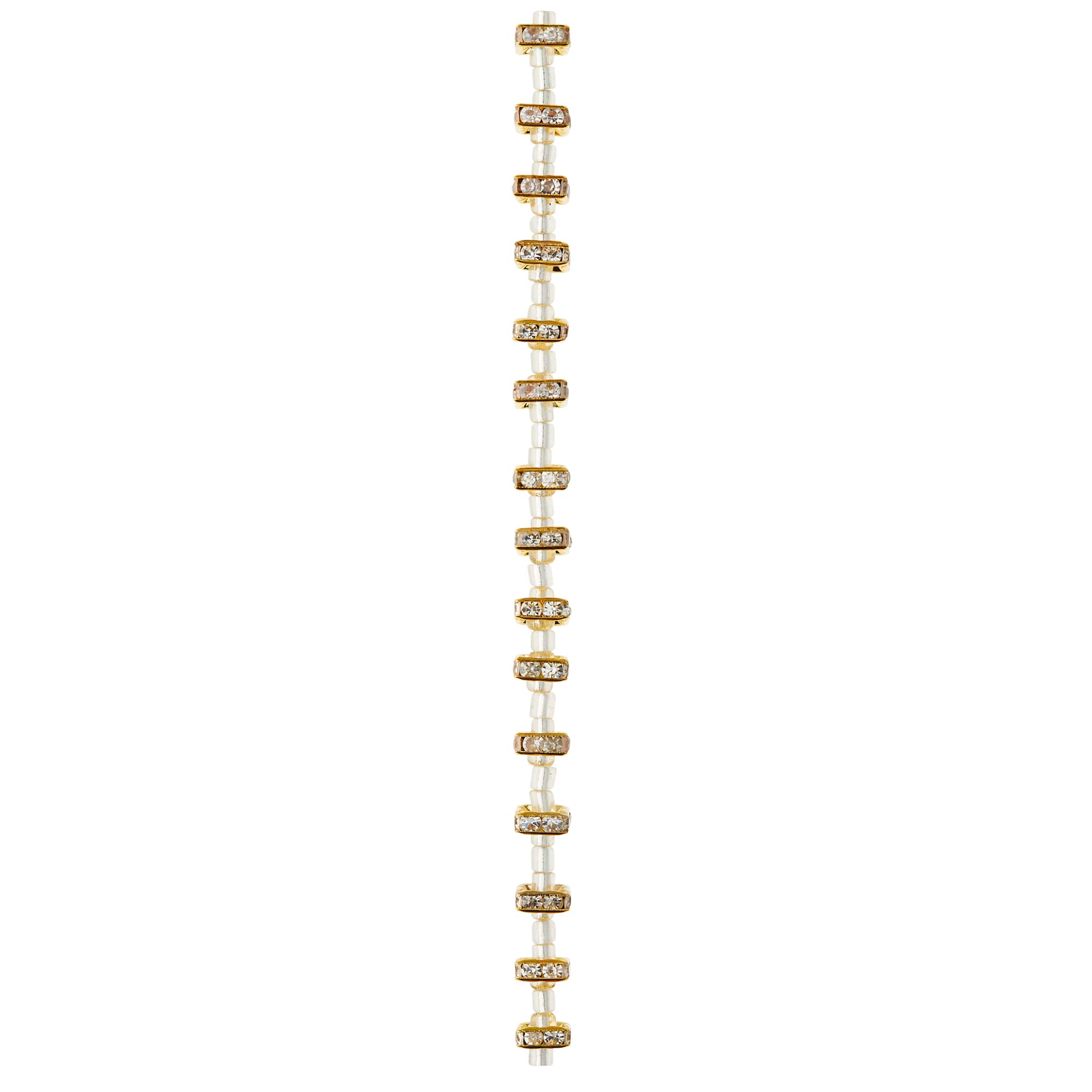 Gold Rhinestone Square Rondelle Beads, 8mm by Bead Landing™